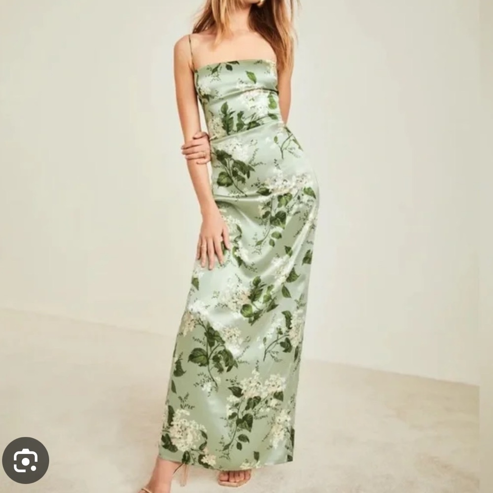 Reformation Frankie Silk Dress - Tea Garden